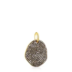 Large Silver Vermeil Nenufar Pendant with Diamonds