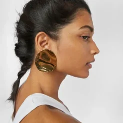 Large Silver Vermeil Nenufar petal Earrings
