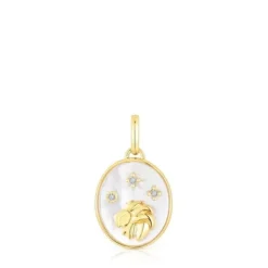 Leo Pendant in silver vermeil with mother-of-pearl and topazes TOUS Horoscope