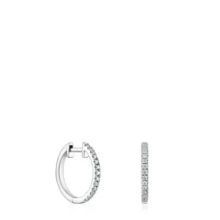 Les Classiques 11 mm short Hoop earrings in white gold with diamonds