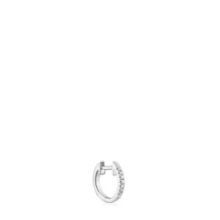 Les Classiques 8.5 mm short Hoop single earring in white gold with diamonds