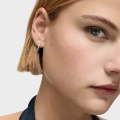 Les Classiques 11 mm short Hoop earrings in white gold with diamonds