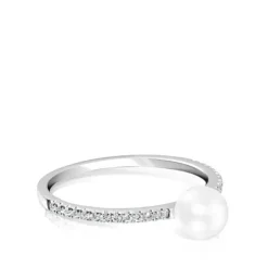 Les Classiques Ring in White gold with Diamonds and Pearl