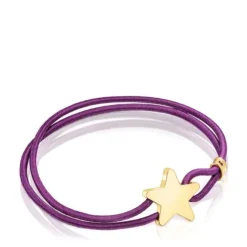 Lilac-colored elastic Sweet Dolls Bracelet with silver vermeil star