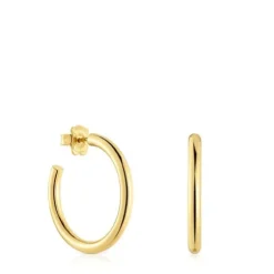 Long 28 mm Hoop earrings with 18kt gold plating over silver TOUS Basics