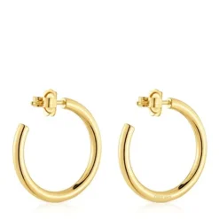 Long 28 mm Hoop earrings with 18kt gold plating over silver TOUS Basics