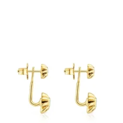 Long double Earrings with 18kt gold plating over silver and gemstones Galia
