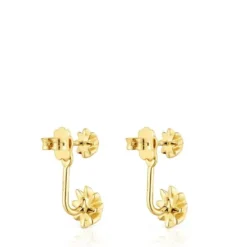 Long double Earrings with 18kt gold plating over silver and gemstones Galia