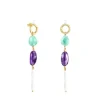 Long Gold Luz Earrings with Gemstones