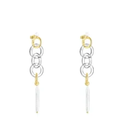 Long Gold Luz Earrings with Crystal and Pearl