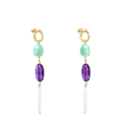 Long Gold Luz Earrings with Gemstones