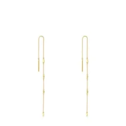 Long gold Virtual Garden Earrings with gemstones