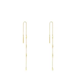 Long gold Virtual Garden Earrings with gemstones