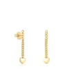 Long 18kt gold plating over silver heart Earrings Bold Motif