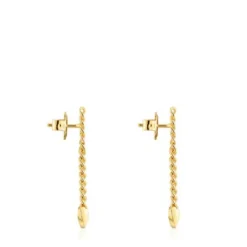 Long 18kt gold plating over silver heart Earrings Bold Motif