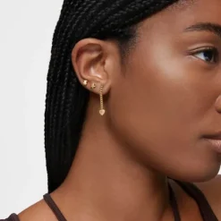 Long 18kt gold plating over silver heart Earrings Bold Motif