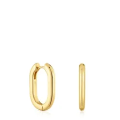 Long 22 mm Hoop earrings with 18kt gold plating over silver TOUS Basics