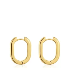 Long 22 mm Hoop earrings with 18kt gold plating over silver TOUS Basics