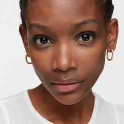 Long 22 mm Hoop earrings with 18kt gold plating over silver TOUS Basics
