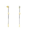 Long Nocturne Earrings in Silver Vermeil and Dark Silver with Diamonds and Pearl