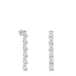 Long silver Earrings with bear motifs Bold Bear