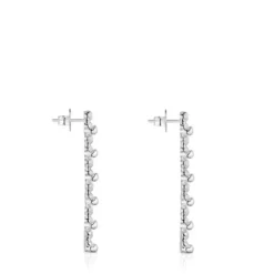 Long silver Earrings with bear motifs Bold Bear