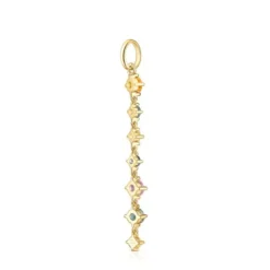 Long Silver Vermeil Glaring Pendant with multicolored Sapphires