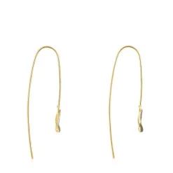 Long Silver Vermeil Nenufar Earrings with Diamonds