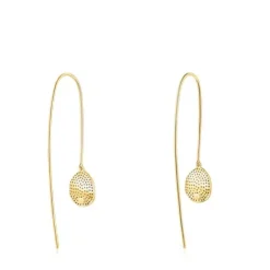 Long Silver Vermeil Nenufar Earrings with Diamonds