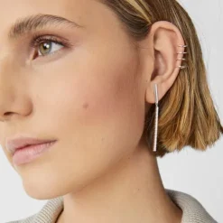 Long Straight bar Earrings in Silver