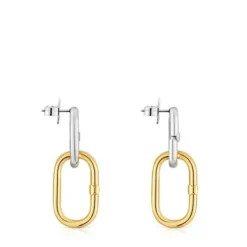 Long two-tone Earrings Hold Oval