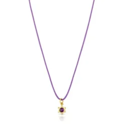 Magic Nature Necklace with amethyst and lilac cord
