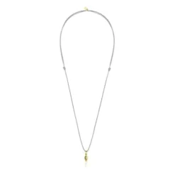 Magic Nature Necklace with peridot and gray cord