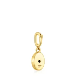Medallion Pendant with 18kt gold plating over silver, nacre, chrome diopside and iolite Medallions