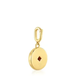 Medallion Pendant with 18kt gold plating over silver, nacre and gemstones Medallions