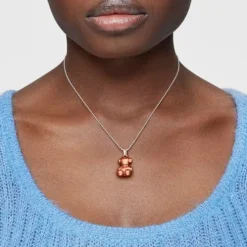 Medium Bold Bear coppery-pink steel bear Pendant