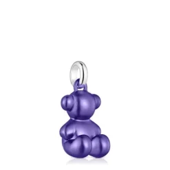 Medium dark-lilac-colored steel bear Pendant Bold Bear