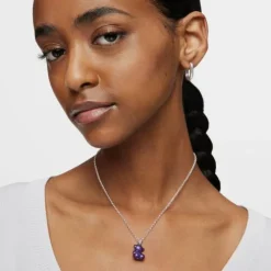 Medium dark-lilac-colored steel bear Pendant Bold Bear