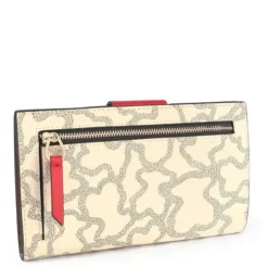 Medium Flat Kaos Icon Wallet in Multi Beige - Red