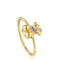 Medium gold and diamonds bear Ring Lligat