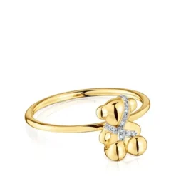 Medium gold and diamonds bear Ring Lligat