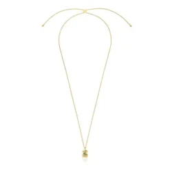 Medium 18kt gold-plated silver bear Necklace with chrome diopside Lligat
