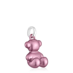Medium pale-pink-colored steel bear Pendant Bold Bear