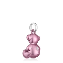 Medium pale-pink-colored steel bear Pendant Bold Bear