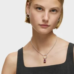 Medium pale-pink-colored steel bear Pendant Bold Bear