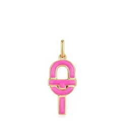Medium Pendant with 18kt gold plating over silver and fuchsia-colored enamel TOUS MANIFESTO
