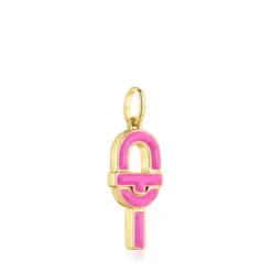 Medium Pendant with 18kt gold plating over silver and fuchsia-colored enamel TOUS MANIFESTO
