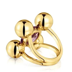 Medium Ring with 18kt gold plating over silver, amethyst and peridot Sugar Party