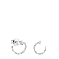 Medium short hoop Earrings in white gold with diamonds Les Classiques