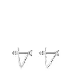 Medium short hoop Earrings in white gold with diamonds Les Classiques